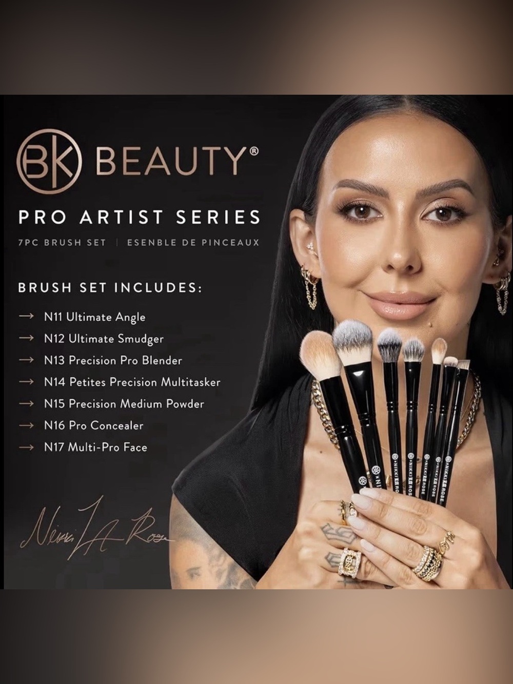 BK Beauty Nikki La Rose Pro Artist Make Up Brush 7 Pcs Set BNIB 🔖 - Picture 2 of 10